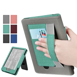 Fabric Premium Stand Smart Case for Kindle Paperwhite 12/11/10/7/6/5th Magnetic Slimshell Cover with Card Slot and Hand Strap