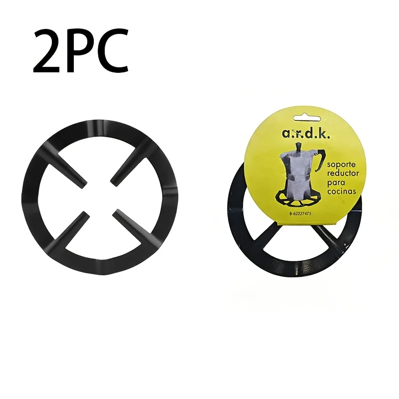 2Pcs Black Iron Gas Stove Burner Grate Universal Anti-Slip Heat Resistant Cookware Support Stand For Mocha Pot Indoor Outdoor Co