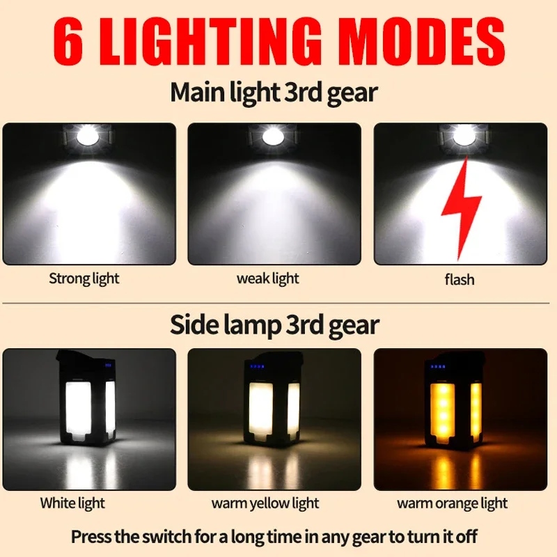 عيد الميلاد في الهواء الطلق ضوء الشمس مصباح يدوي قابل لإعادة الشحن المحمولة قوة البنك مصباح LED مصباح خيمة معلقة للتخييم التنزه الصيد
