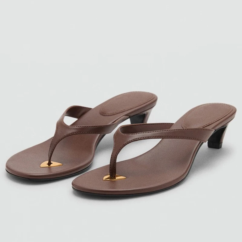 

Fashion Designer Women's Shoes Summer New High Heeled Flip Flops for Woman Comfortable Non Slip Casual Slippers Zapatos De Mujer