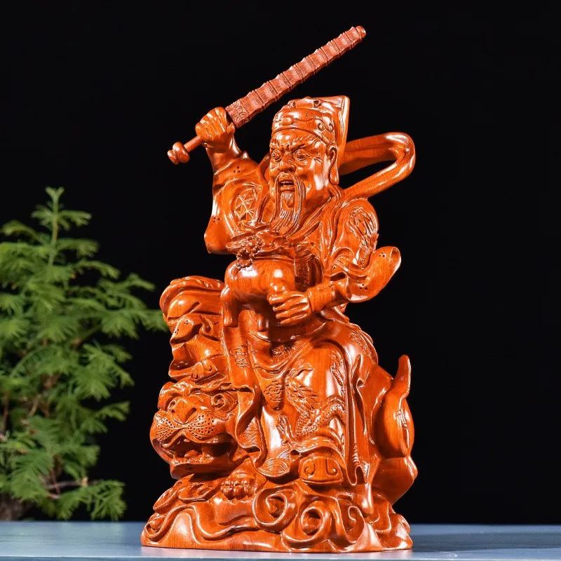 RosFrederick-Statue de Bois Carimplantée à la Main, Maître de Richesse Wu Zhao Gongming, Pédale de Tigre Zhao Xuanlang Zhao Gong, Cadeau Correspondant en Bois Orname