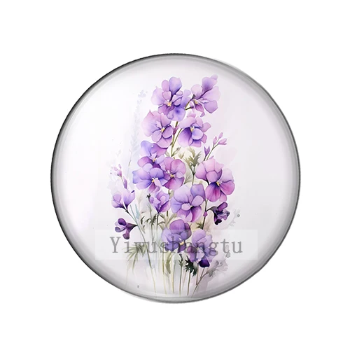 Pure purple lavender flowers Art Paintings 8mm/12mm/20mm/25mm Round photo glass cabochon demo flat back Making findings