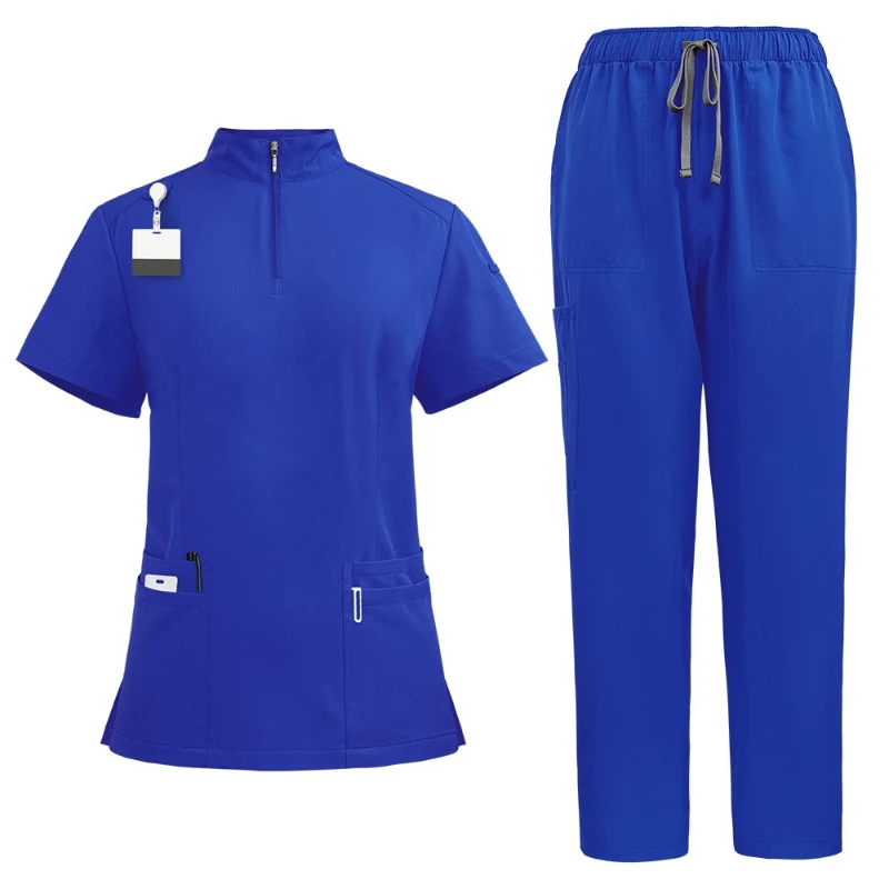 Bequemes, atmungsaktives Peeling-Set mit Stehkragen und Reißverschluss, Krankenschwester-Uniform, Arbeitskleidungsset, Arzt, Krankenschwester, Schönheitssalon, SPA, Arbeitskleidung, Unisex