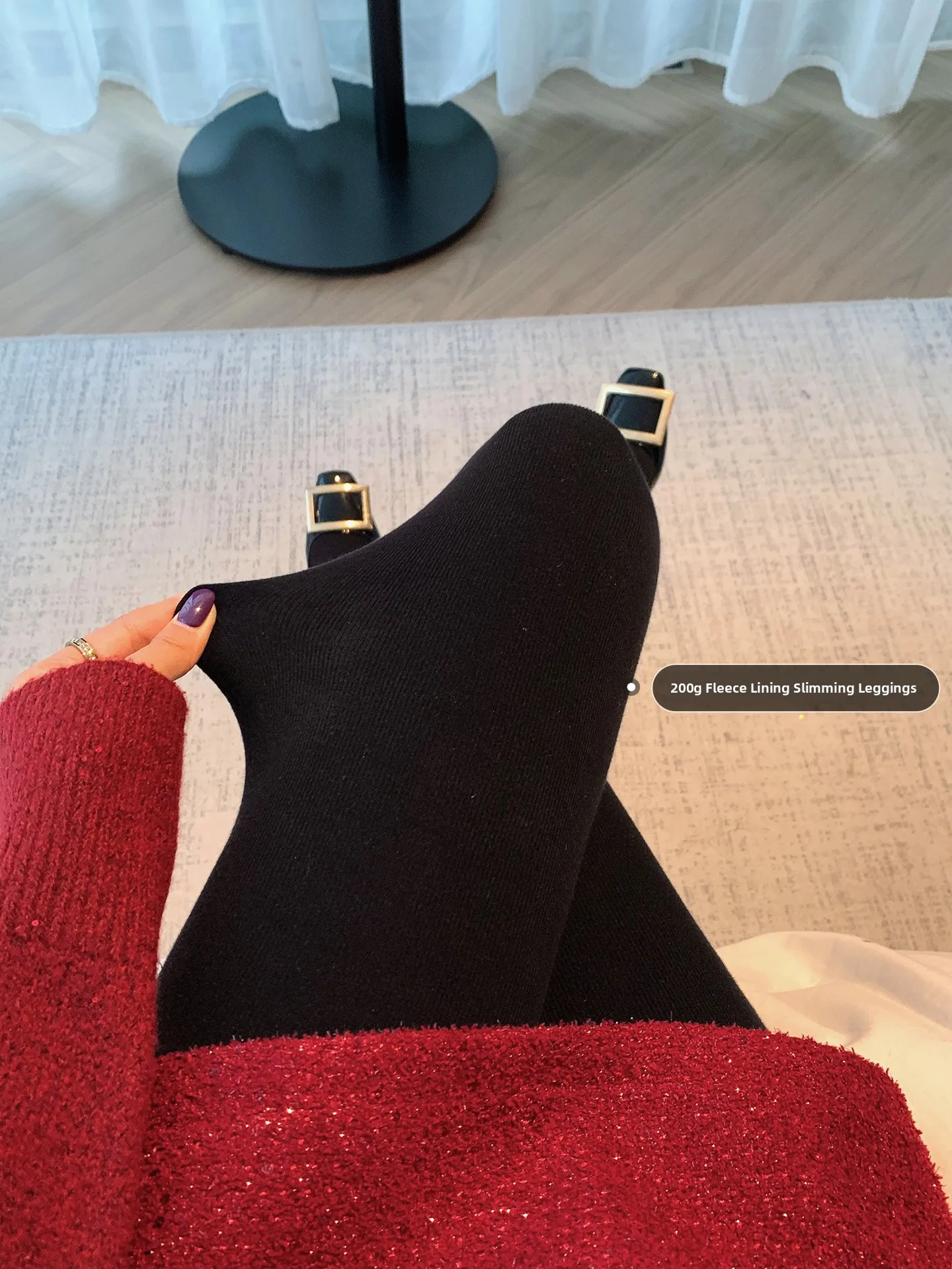 

Bla Thiened Prure Sos Длинные брюки с высокой талией Трикотажная ткань Хлопок Полиэстер Спандекс Нейлон Зимние теплые Crion Ti...