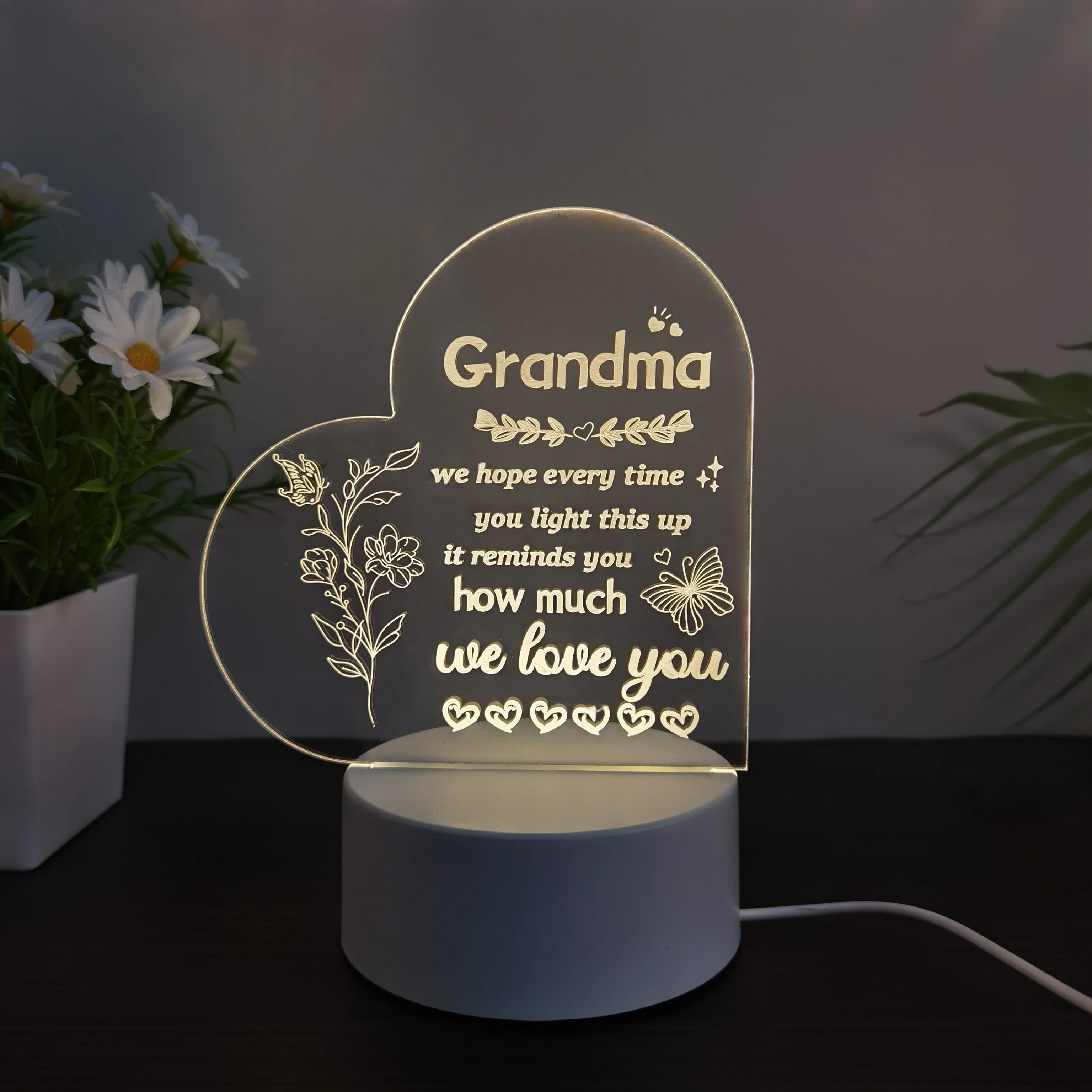 1pcs Mother\'s Day 3D nightlight, USB festive atmosphere decorative light, gift table light for grandmother.