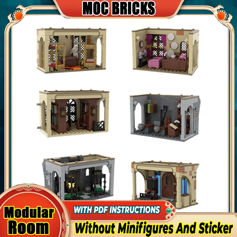 Office Dorm Modular Castle - House Kitchen Library Model Building Blocks MOC Room of Requirement Architecture Collection Toys