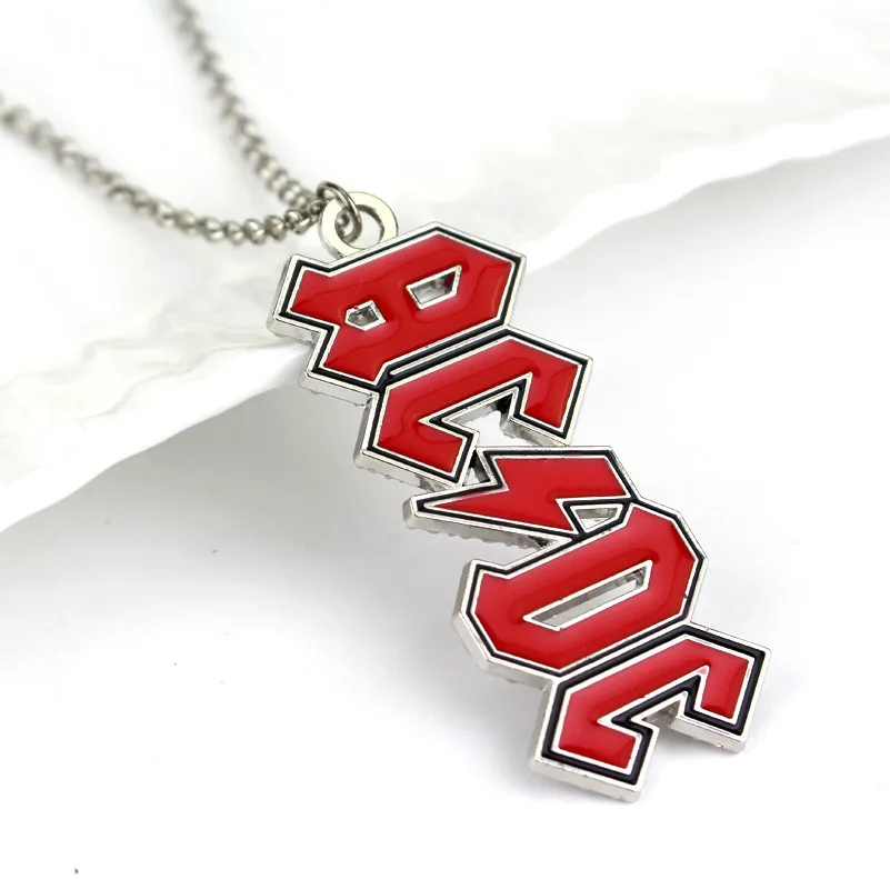 AC DC Logo Pendant Necklace Keychain Rock Band Women Men's Punk Jewelry For Fans Gift ﻿