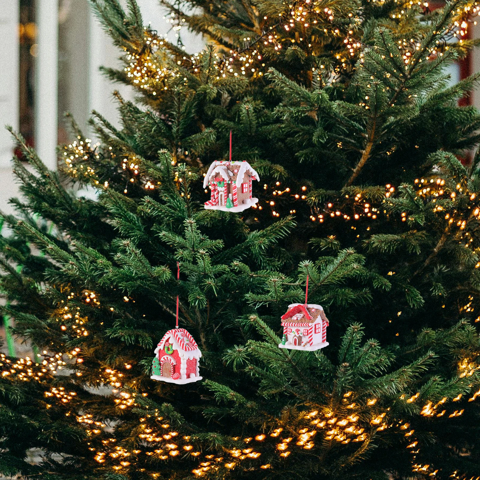 

3Pcs Christmas House Shaped Hanging Pendant Silicone Craft Decoration for Bedroom Dining Room Sitting Room Window Display Xmas