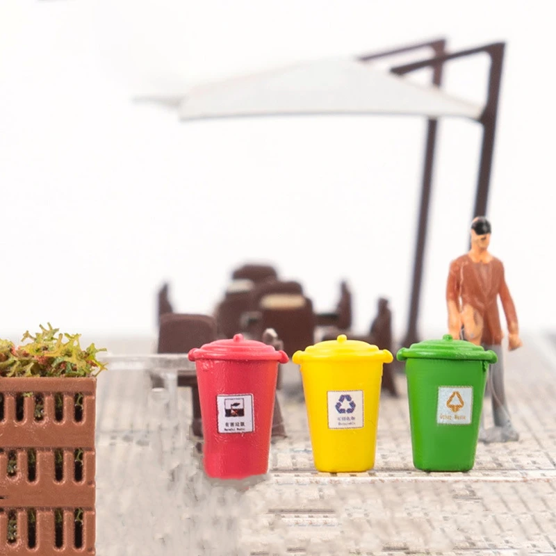 5pcs 1/50 1/87 1/100 1/150 HO N scale Miniature Accessories Trash Can Garbage Can Rubbish Bin Street Landscape Decor Park Scene