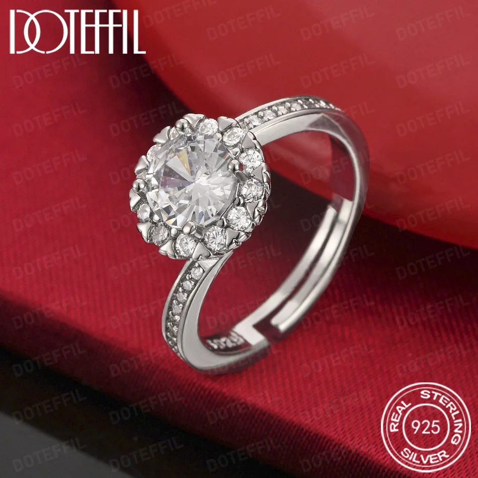 

DOTEFFIL 925 Sterling Silver Sparkling Full Crystal Women's Luxury Jewelry Accessory