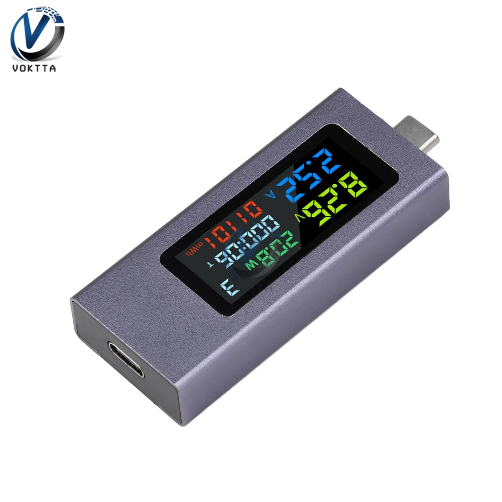 USB Type-C Tester Digital Voltmeter Amperimetro Voltage Current Meter Power Bank Charger Capacity Test Indicator DC 4.5-50V 0-8A