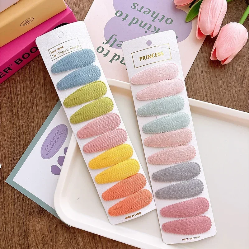 مجموعة مشابك شعر لطيفة للأطفال مكونة من 10 قطع من دبابيس الشعر اللامعة بلون سادة وإكسسوارات تصفيف الشعر للفتيات الصغيرات #4