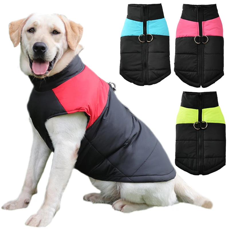 Winter Big Dog Clothes Waterproof Vest Jacket For Small Dogs Cats Outdoor Warm Puppy Coat With D Ring Labrodor Pug Pet Costume