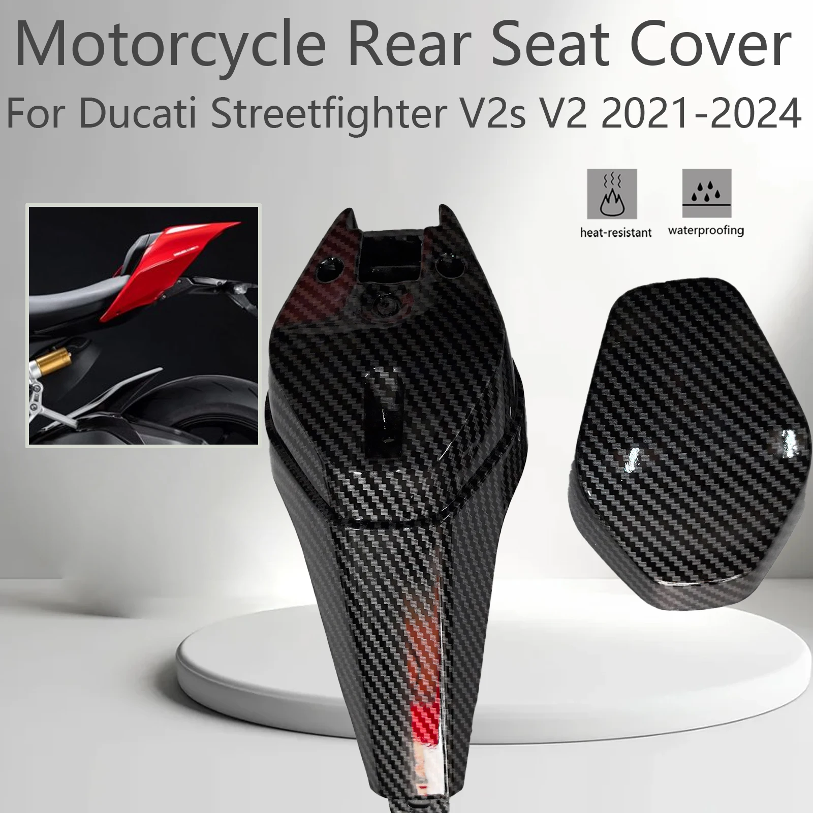 

New Motorcycle Accessories Rear Seat Cover Tail Fairing Hump Cover ABS Carbon Fiber For Ducati Streetfighter V2s V2 2021-2024