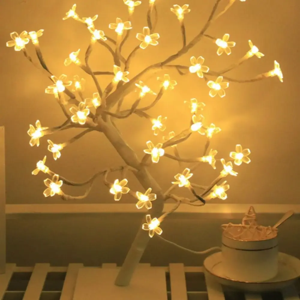 Imagem -03 - Usb Powered Cherry Blossom Tree Light Flor Artificial Árvore Bonsai Luz Noturna Criativo Atmosfera Requintada 24 48 Leds