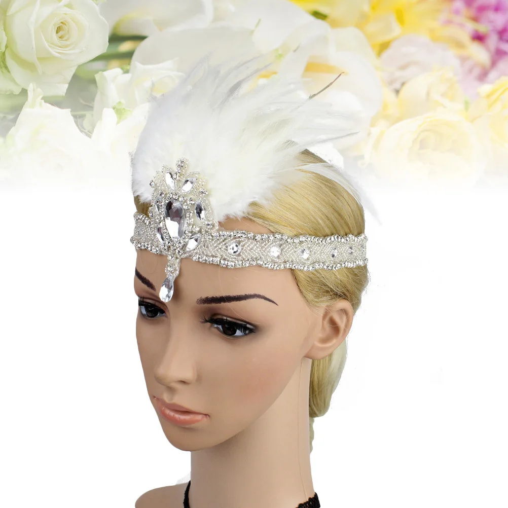 

White Headband 1920s Flapper Crystal Bridal Party Accessory Headband Headband,hair Accessory