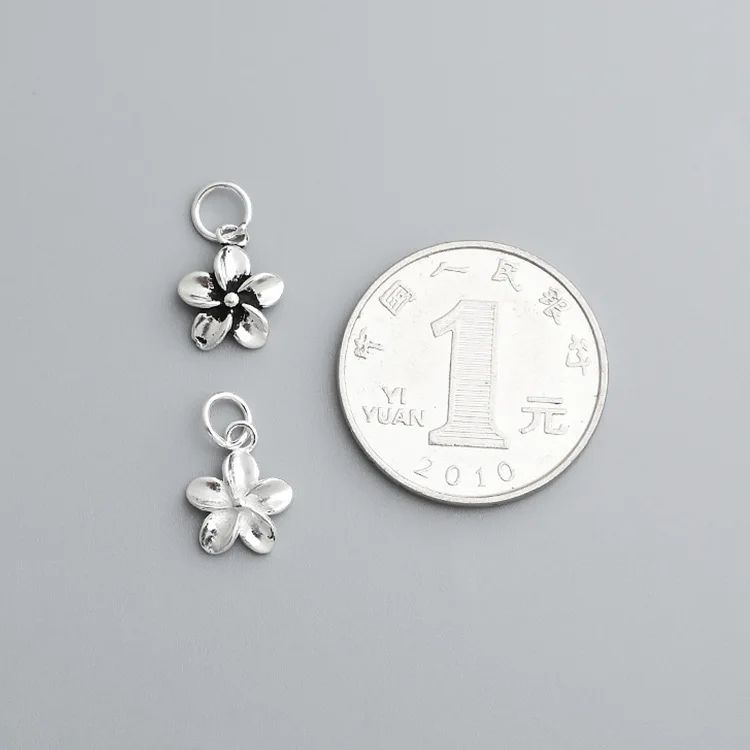 1 szt. Srebrny próby 925 wisiorek w kształcie kwiatu w stylu bohemy, 12,5x9,5 mm, do ręcznie robionych naszyjników, bransoletek, srebrne zawieszki, elementy do samodzielnego tworzenia kolczyków.