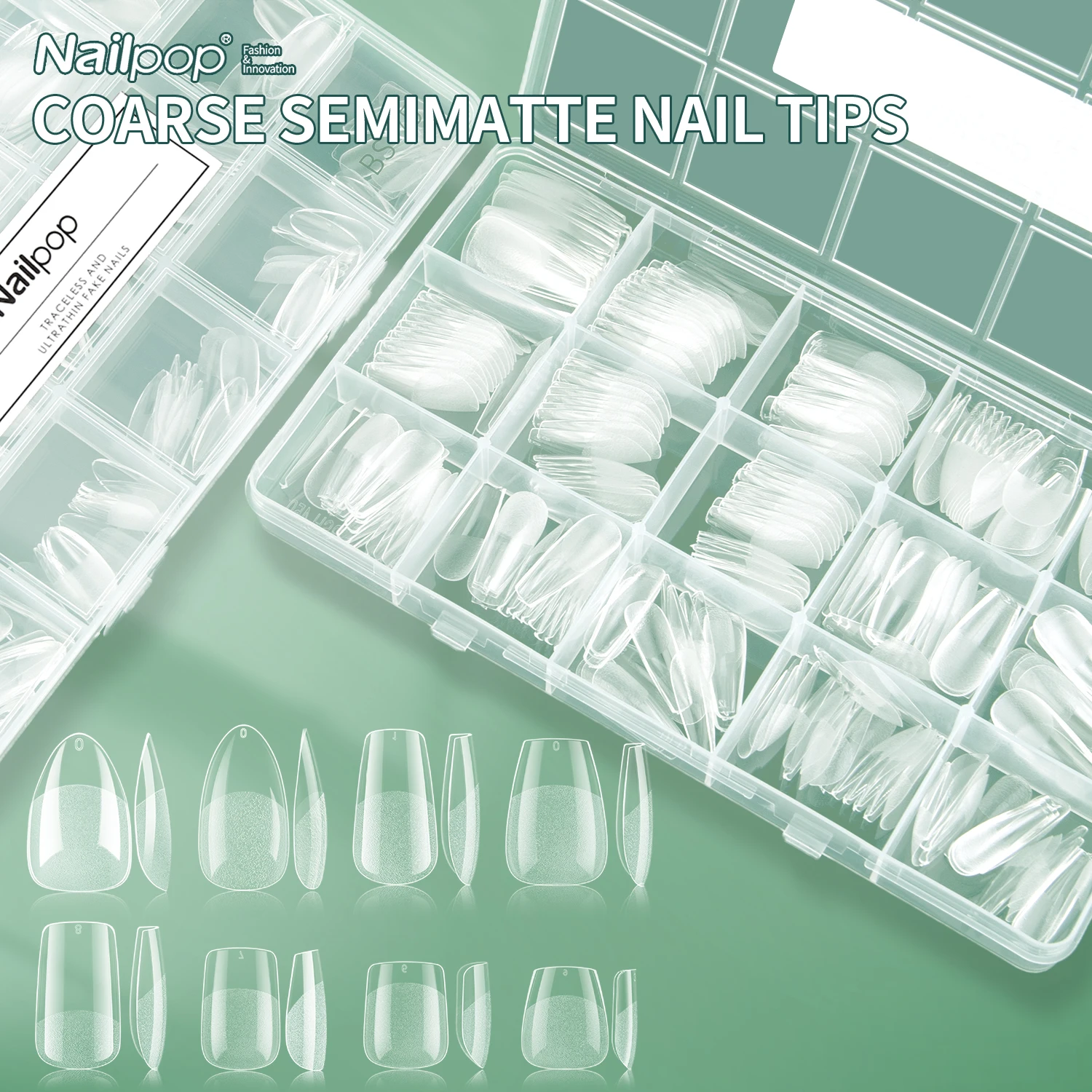 

Nailpop 240 шт./кор. полуматовые накладные типсы для ногтей, короткие миндалевидные типсы, 15 размеров, полное покрытие, мягкий гель, предварительно сформированные акриловые типсы для ногтей