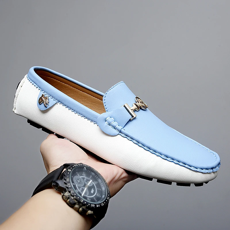 

Лоферы унисекс, осень-зима 2023, новый стиль, без шнуровки, большие размеры, обувь для ленивых, обувь для вождения, дышащая повседневная кожаная обувь