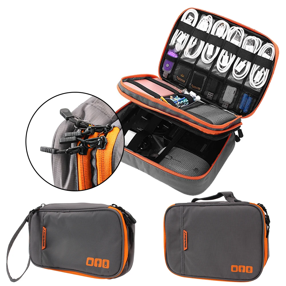 Gadget Organizer Double Layer Travel Cable Bag Digital Charger Wires Storage Bag Travel Cable Storage