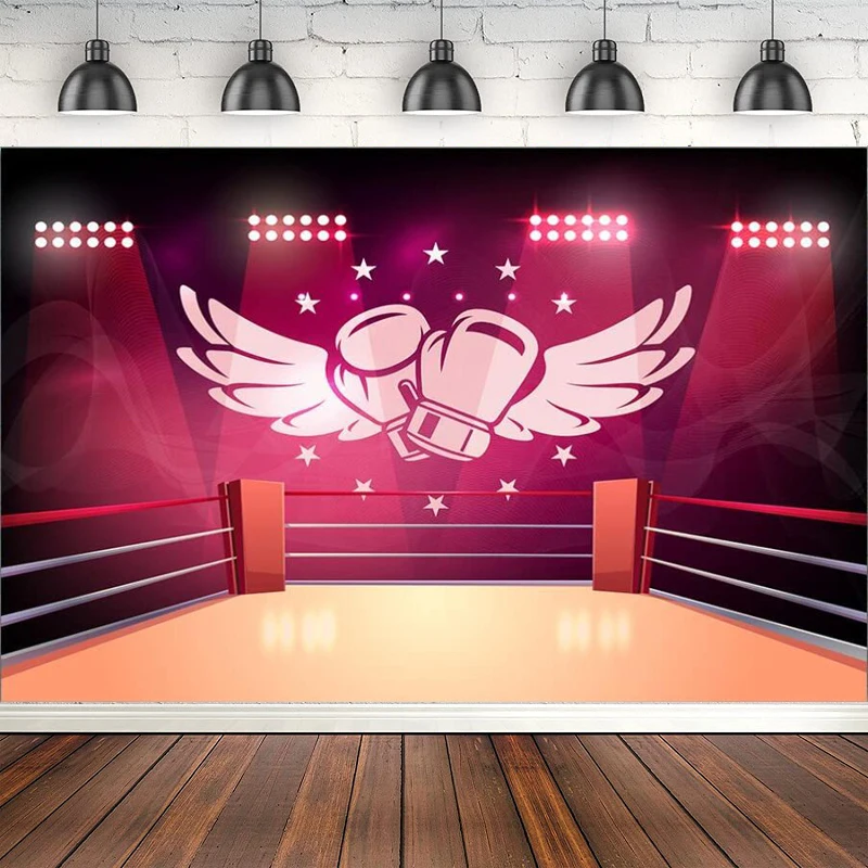 Boxing Match Photography Backdrop Ring Boxing Gloves Violent Sports Background Banner Boy Man Birthday Party Photo Studio