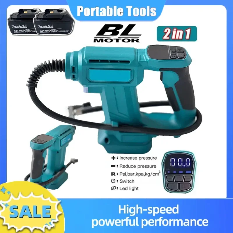 

Портативный автомобильный компрессор для накачивания шин Makita 18V с цифровым дисплеем, беспроводной воздушный насос