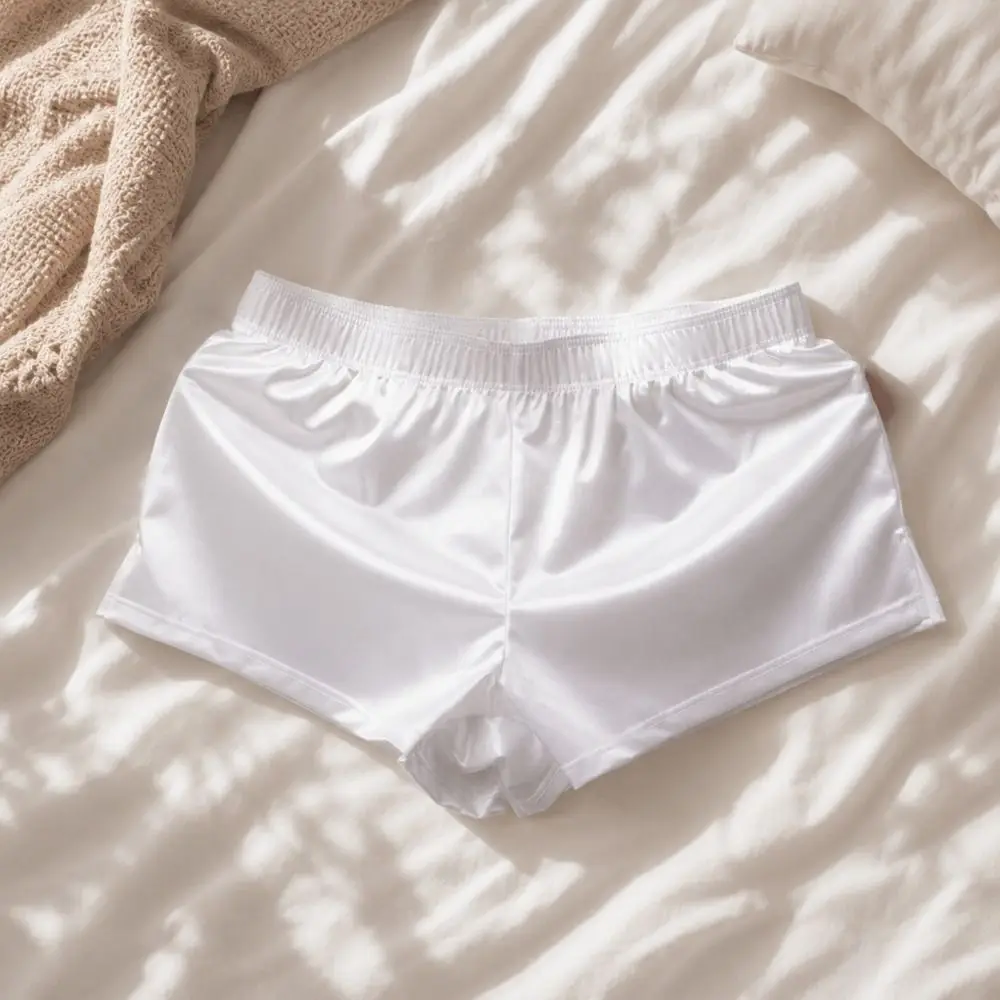 Solid Color Ice Silk Satin Boxer Shorts Casual Style Underpants Male Panties Loose Men's Underwear Sleeping - view 4