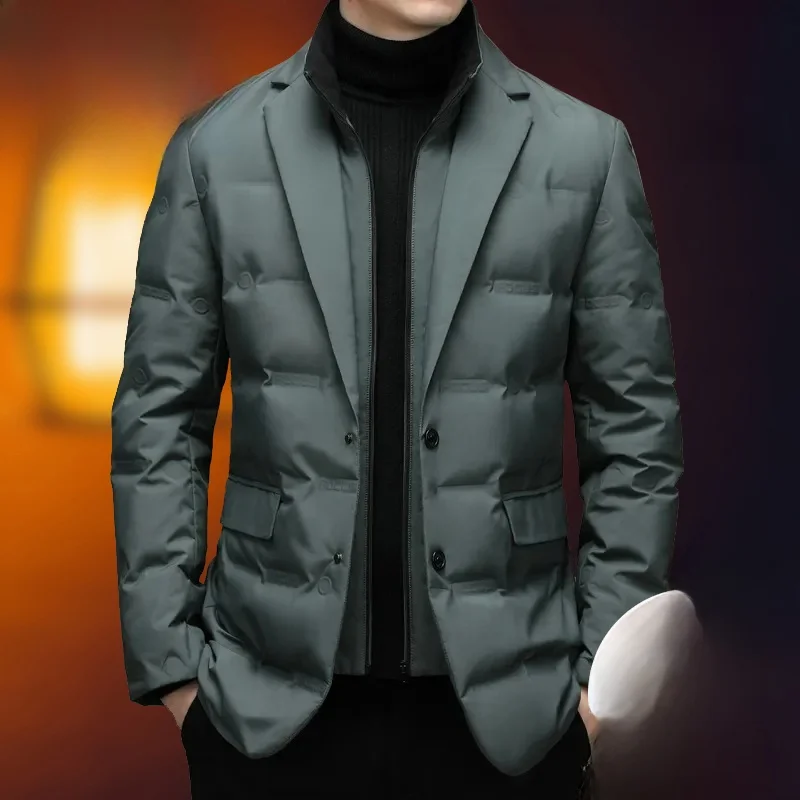 

Легкая мужская зимняя куртка-пуховик для повседневной носки, теплая, пушистая, белая, из полиэфирного волокна, стандартной длины