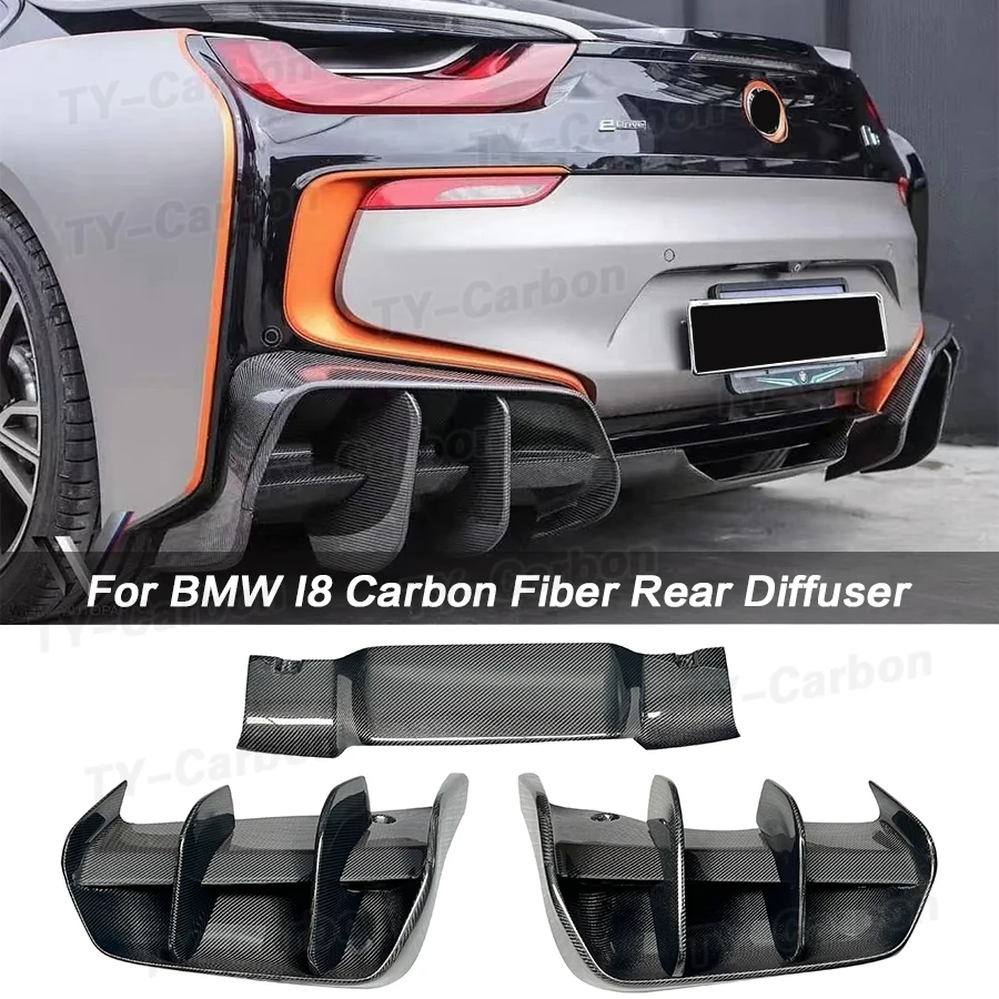 Fit For BMW I8 Rear Bumper Diffuser Spoiler Body Kit Real Carbon Fiber Aftermarket Body Parts Rear Diffuser Splitter 2015-2020