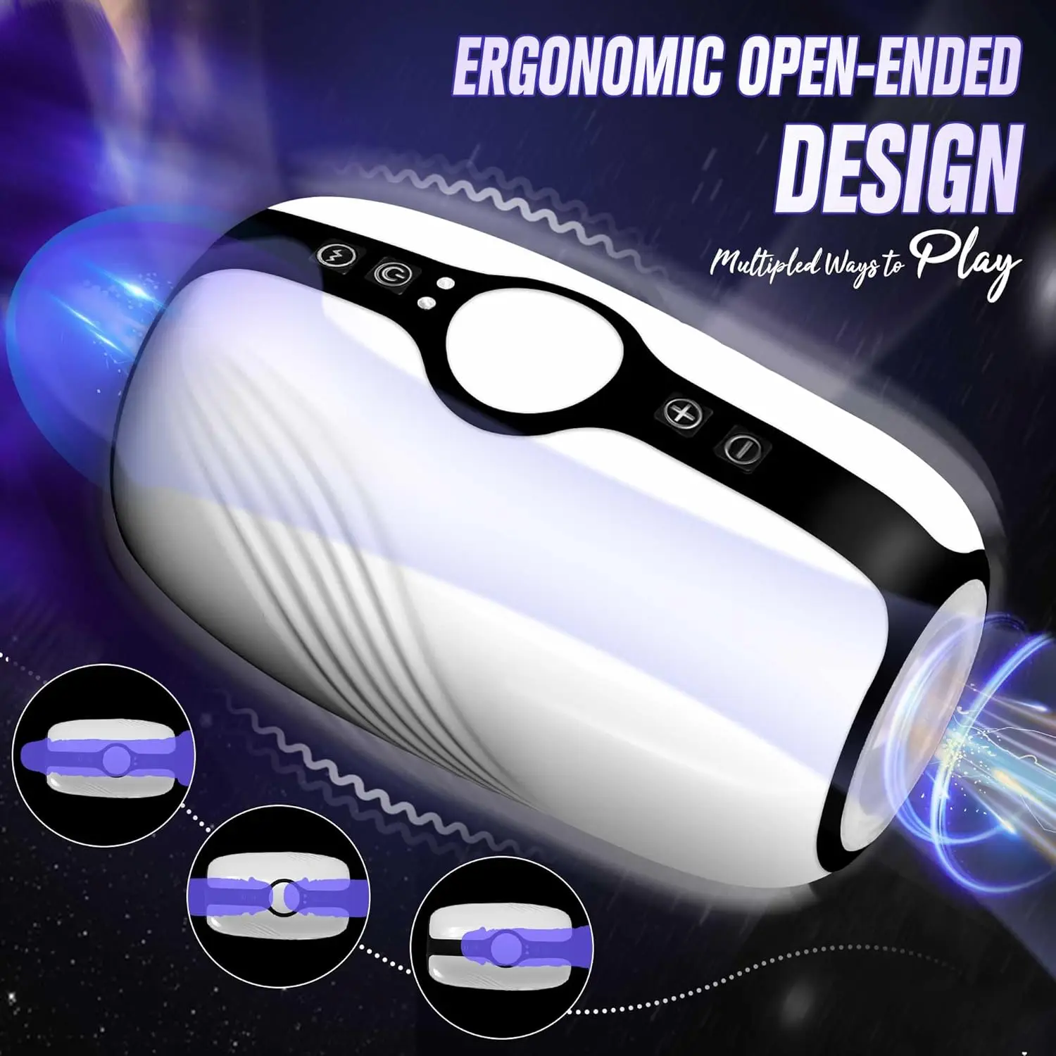 كأس استمناء ذكر آلي للرجال، ألعاب جنسية للرجال مفتوحة الأطراف لضرب القضيب مع 3 مص لقط و7 أوضاع تهتز #5