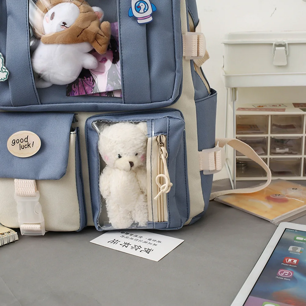 5 قطعة/المجموعة Kawaii المرأة على ظهره الكرتون نمط الكورية لطيف طالب فتاة المدرسية كتاب أكياس مجموعات الترفيه حقيبة الظهر الشارع الشهير #5