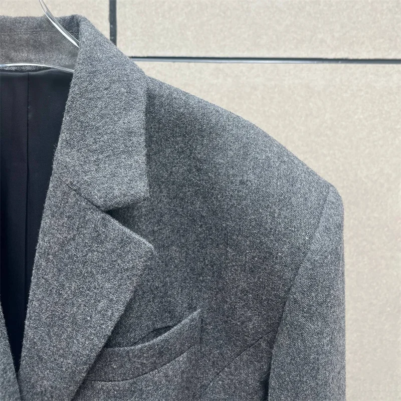 Giacca da donna Nuovo autunno 2025 top monopetto a maniche lunghe Giacca da donna in misto lana Cappotto da donna slim imbottito con spalla