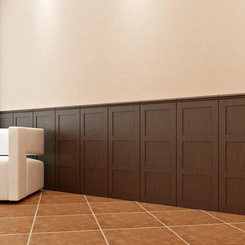 Coffee brown wall skirt wallboard wallpaper wall surrounding background wallpaper 3d three-dimensional wall sticker