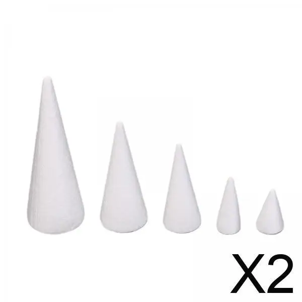 

2x5Pcs Foam Cones for Crafts Christmas Tree Project for Children Kids Festival