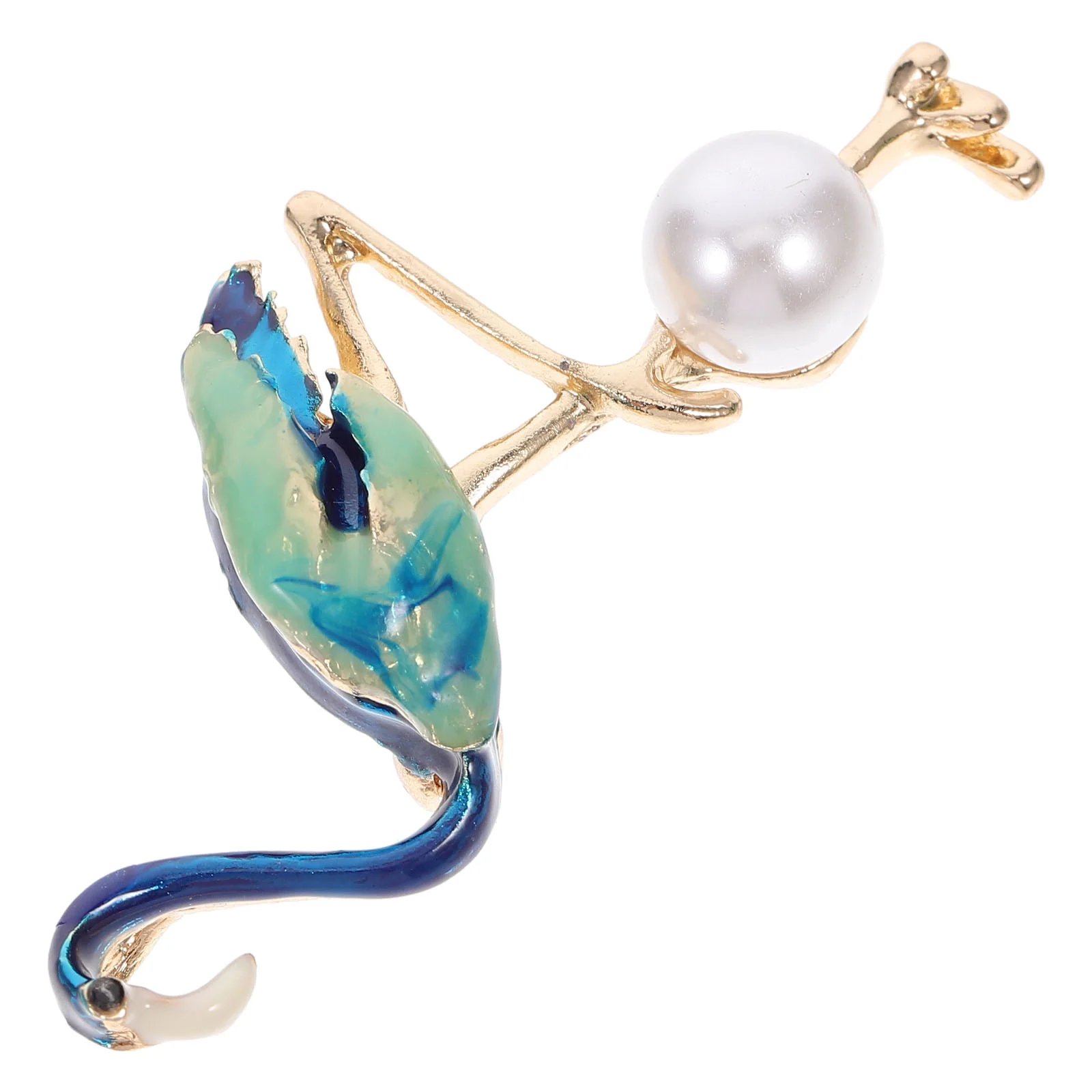 

Xmas Garland Flamingo Breastpin Clothing Alloy Lapel Pins Pearl Brooch Blue Miss