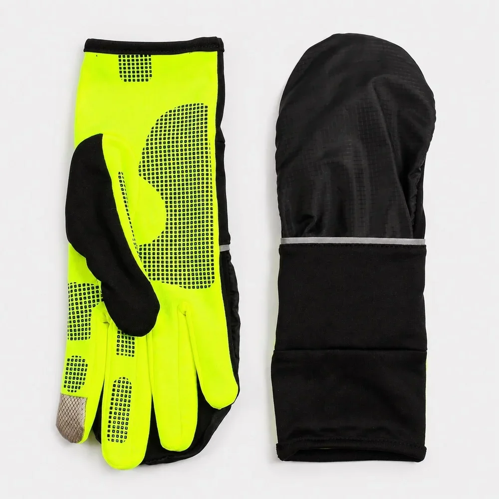 Convertible Wind Resistant Running Gloves Warm Knit Winter Handwear Full Finger Outdoor Sports Cycling Training Daily Walking