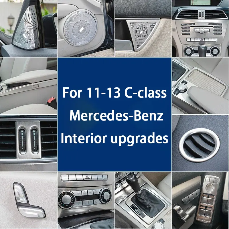 

For Mercedes Benz C Class W204 C204 S204 2011-2013,Center Console Gear Shift CD Panel Lift Window Button Air Outlet Horn Cover
