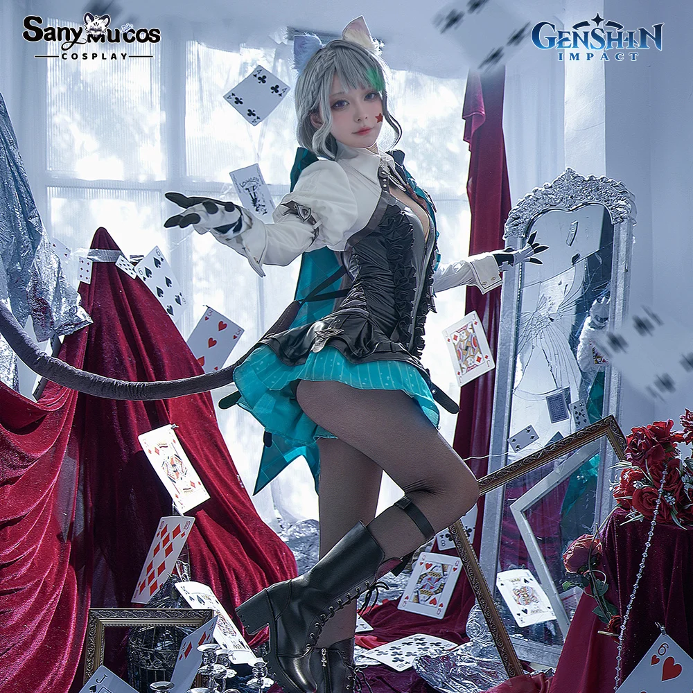 Premium Edition SanyMuCos Lynette x KFC Cospaly Genshin Impact Game Dress Cospaly Outfit Comic-con Birthday and Holiday Gifts