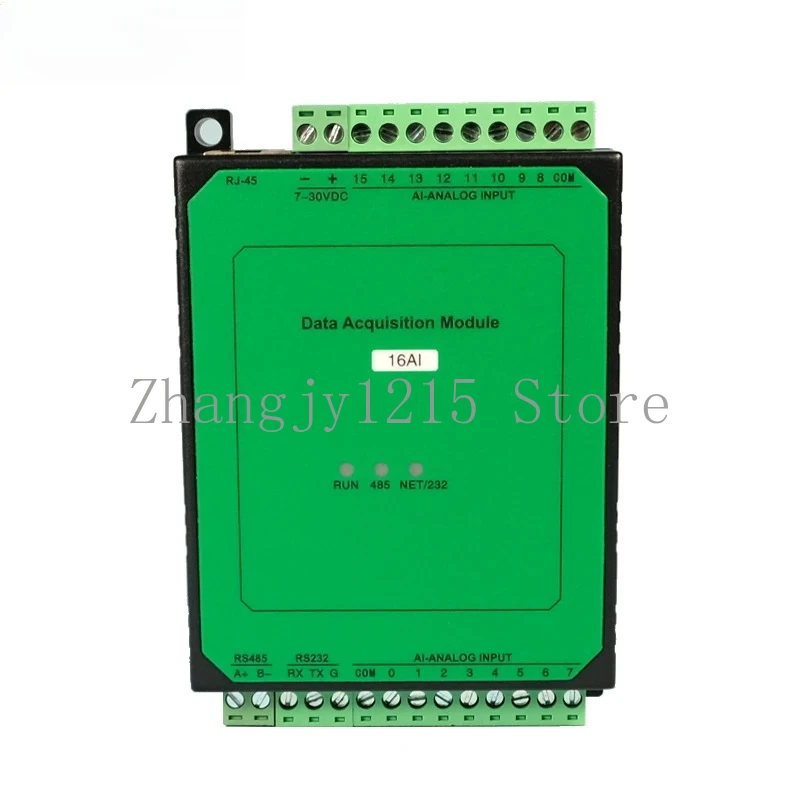 16AI 16-channel Analog Input 0-20mA, 4-20mA, 0-10V Compatible Module 0.1% Precision ADC Acquisition Industrial Controller RS485