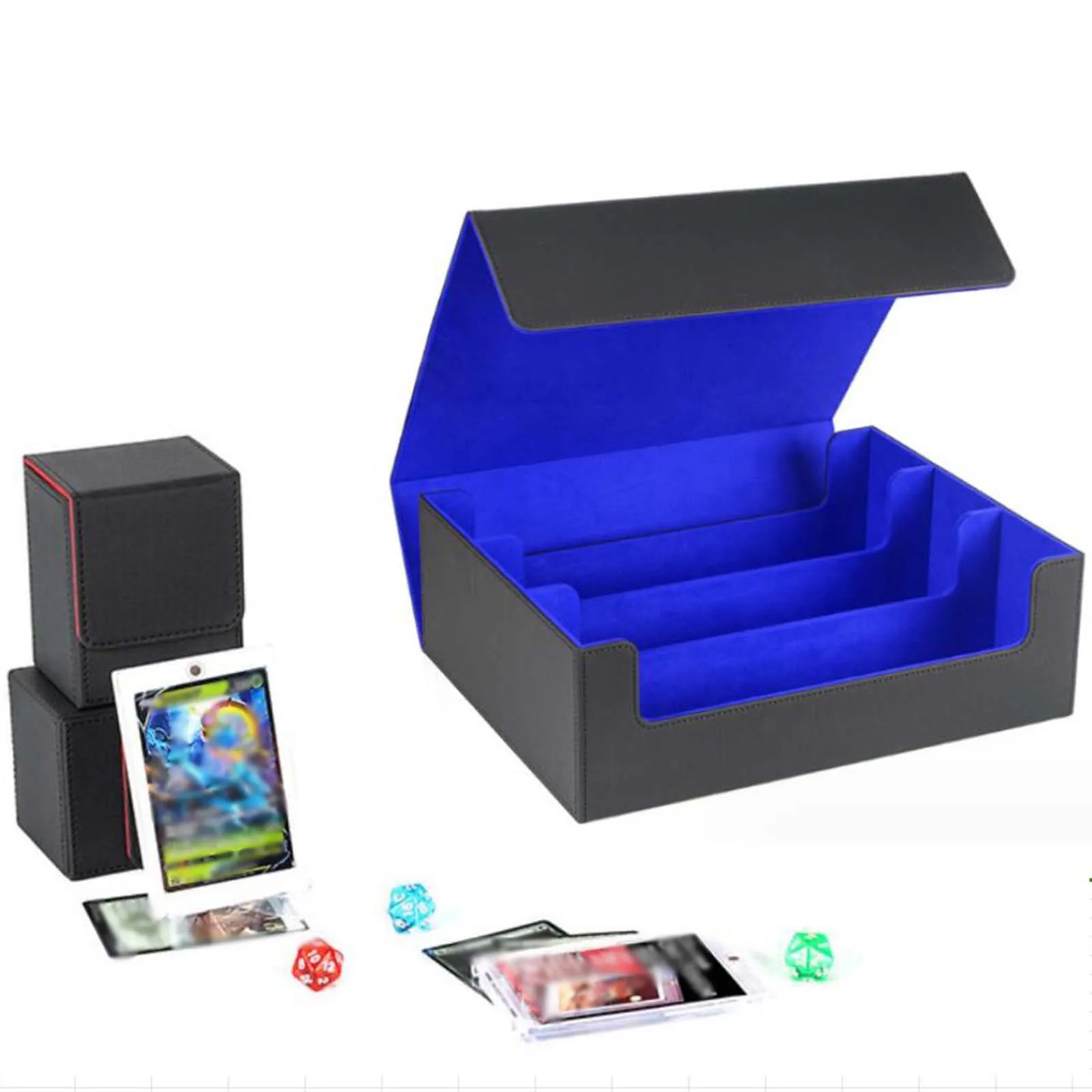 Trading Card Deck Box Game Card Storage Organizer Standard Durable PU Leather Can Hold 1800+ Cards Collectible Playing Card Box