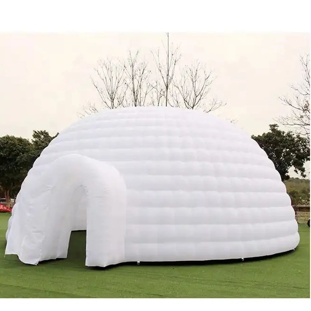 Durable White Outdoor Inflatable Dome Tent For Events Oxford Advertising Marquee With LED Lighting Igloo Dome Party Rental