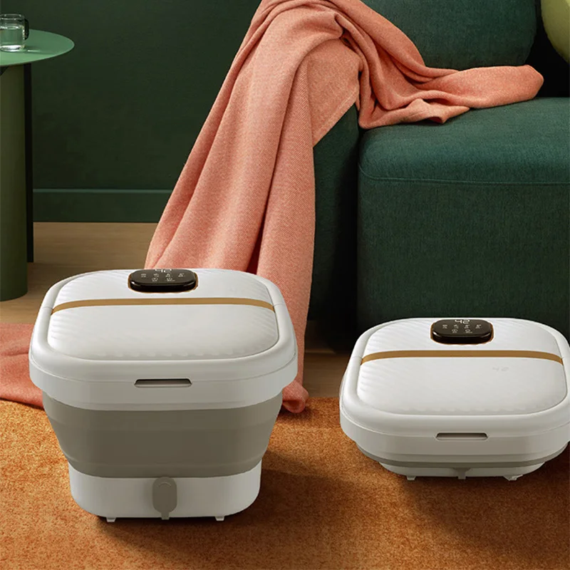 Masajeador de pies plegable portátil pedicura plegable burbuja de calor vibrante pie Spa baño masajeador estera de masaje de pies