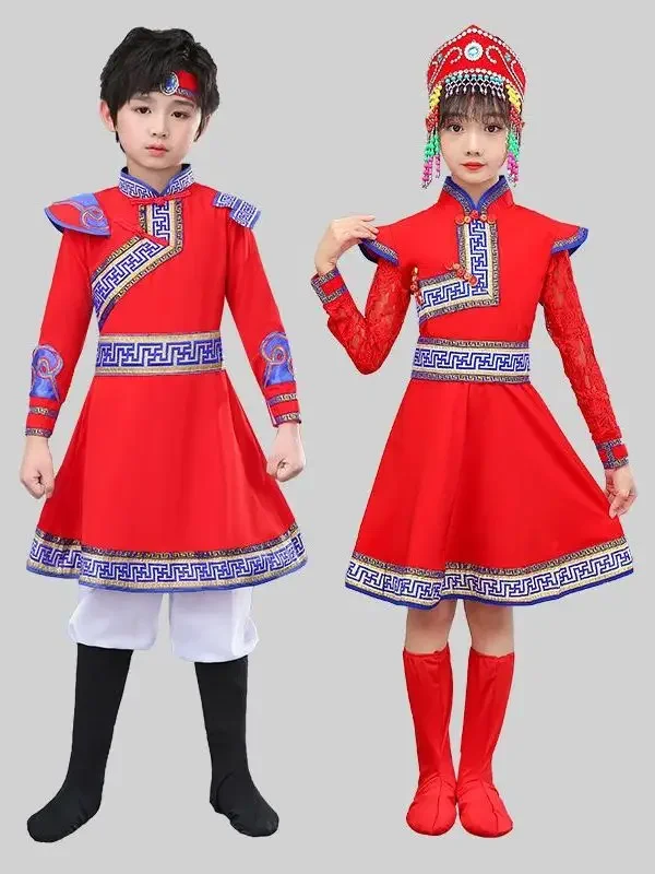 Etnische Minderheid Performance Kleding Voor Jongens En Meisjes Mongolische Danskleding Tibetaans Mongolisch Danskostuum