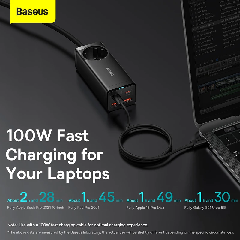 Baseus-맥북 아이폰 14 샤오미용 PD 100W GaN 충전기, USB c타입 데스크탑 충전 스테이션 고속 충전 4.0 QC 3.0