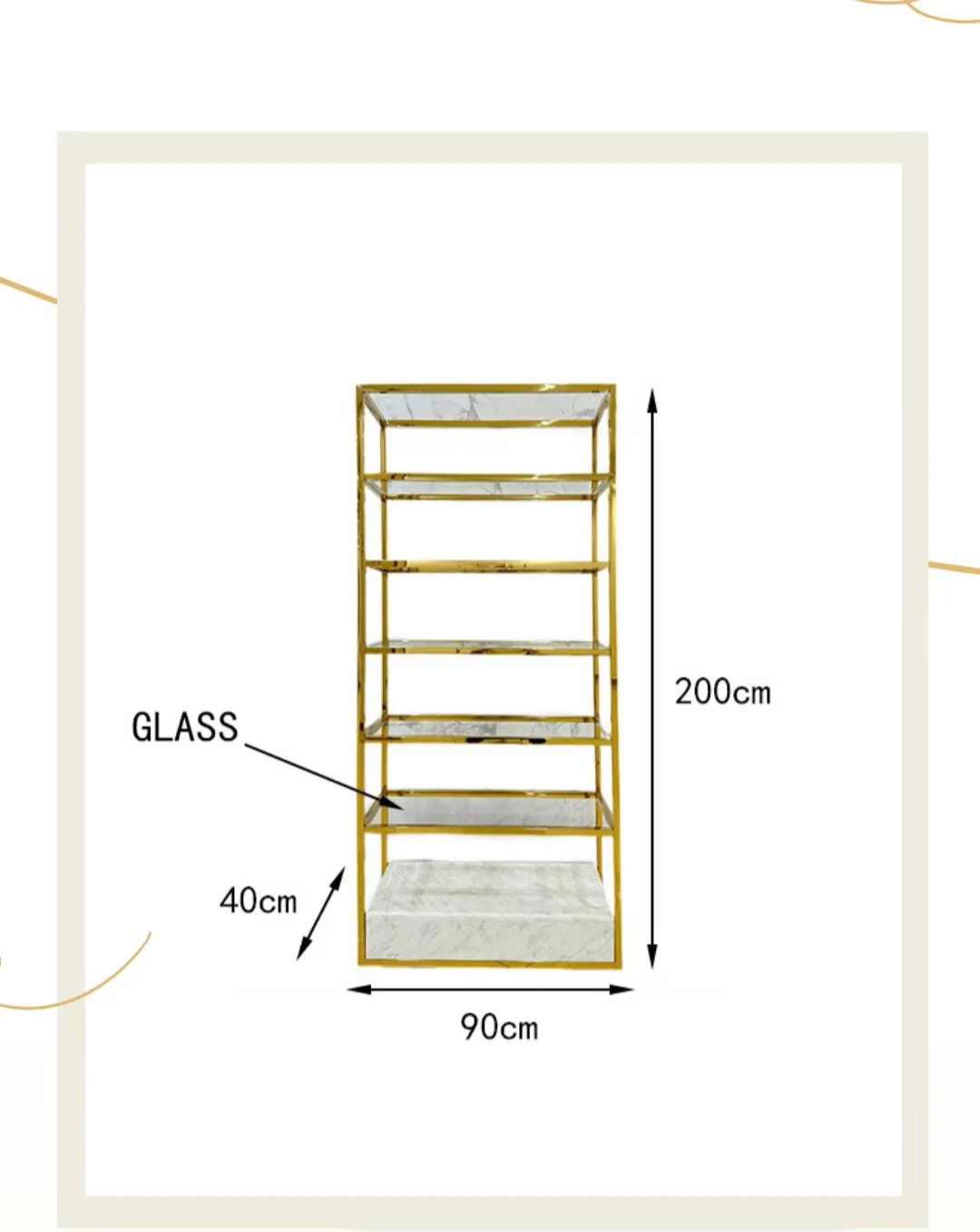 Perfume display rack, high-end gold shelf shelf, glass acrylic cosmetic display rack, clothing store cabinet