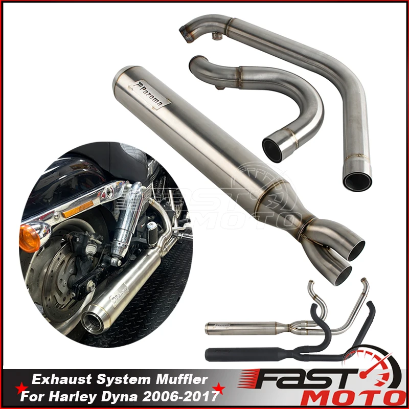 2006-2017 For Harley Dyna w/ Mid-Controls or Forward Controls Exhaust Systems Motorcycle Accessory Stainless Steel Muffler Pipe