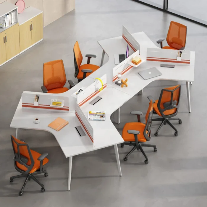 

Modern Design Quality Standard Size Double-sided Design Sense Novel Office Furniture Desk 6 Staff Workstation Desk