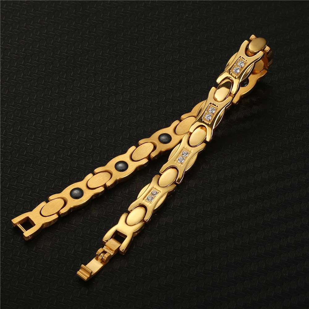 Titanium Steel Energy Bracelet Micro Set Zircon Hematite Antioxidant Anti-fatigue Health Bracelet