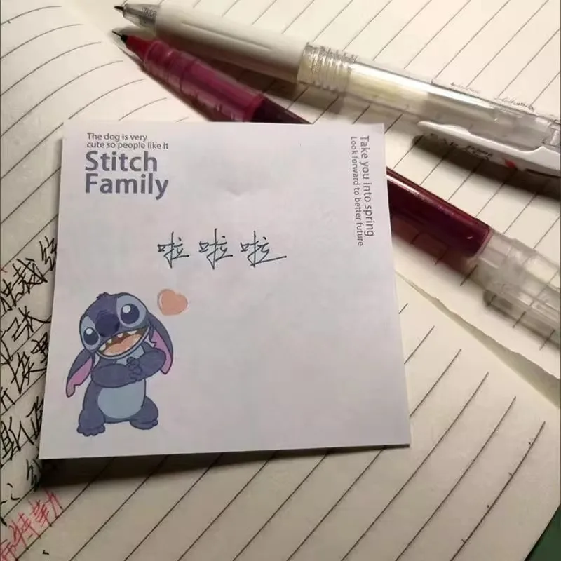 Anime Disney Stitch Note Paper Cartoon Cute Stitch Message Paper Notepad Student Stationery Kids Toys Boy Girls Note Paper Gift