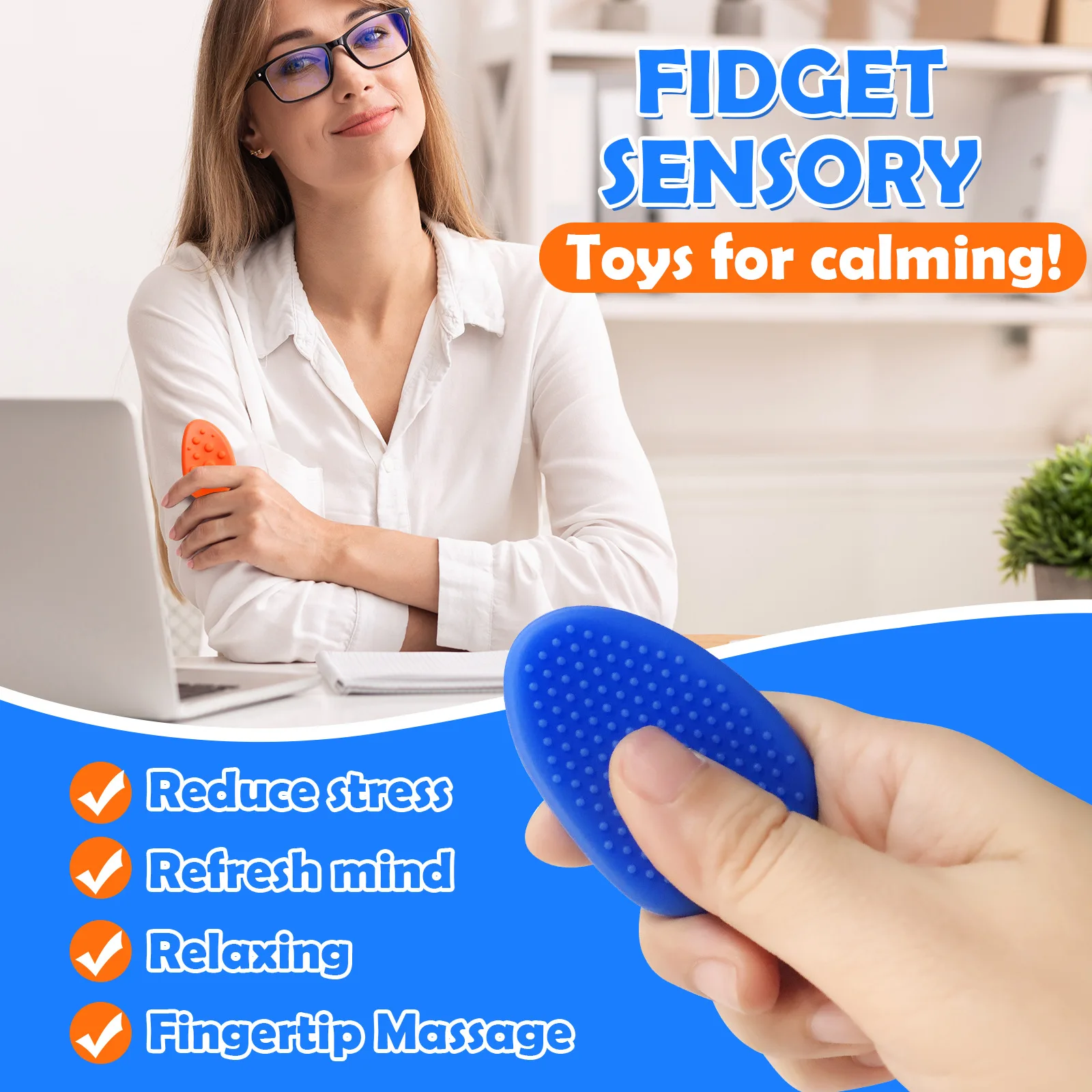 Fidget Toys Pietra sensoriale per bambini e adulti Allevia lo stress Pietra per preoccupazioni con texture morbida in silicone